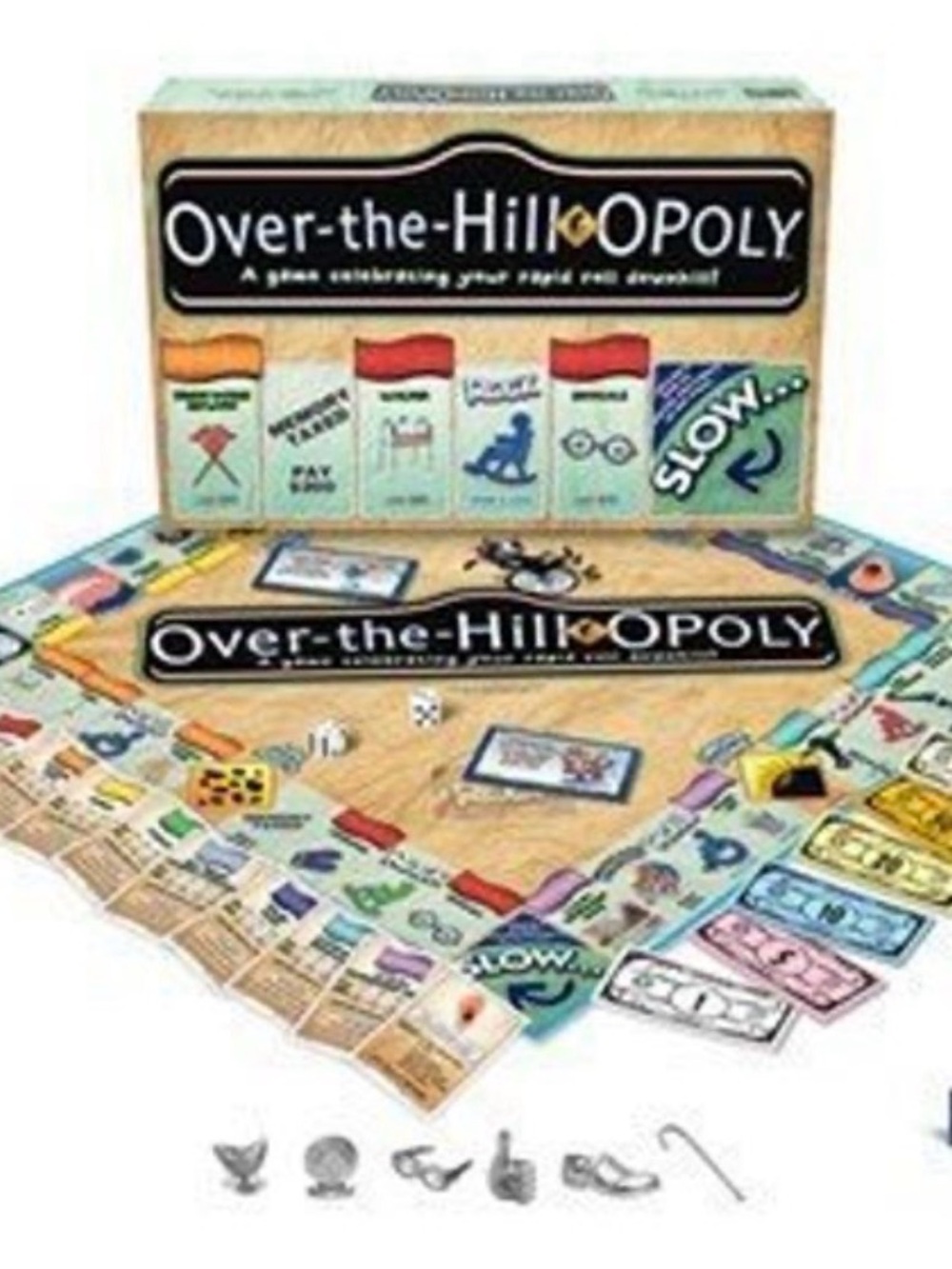 Over the hill monopoly board game gifts old birthday retirement funny party play